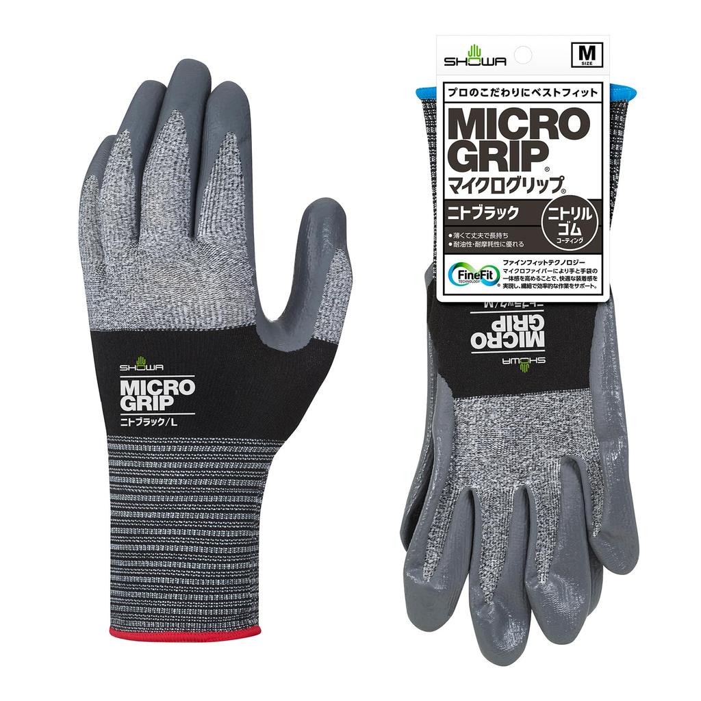 Распродажа кейса перчаток Showa Перчатки с нитриловым покрытием 374 Microgrip Nitto Black 120 для DIY и транспортировки - - Нет. (с тегом), Средний, пары,