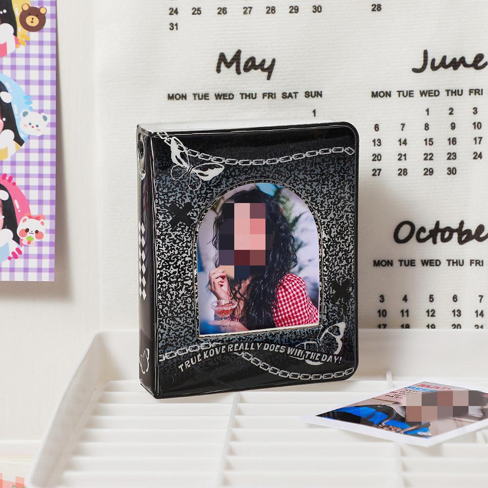 40Pockets Korean Y2K Black White Checkerboard Card Album Creative Hollow Window Kpop Idol 3-inch Photo Card Holder Collect Book