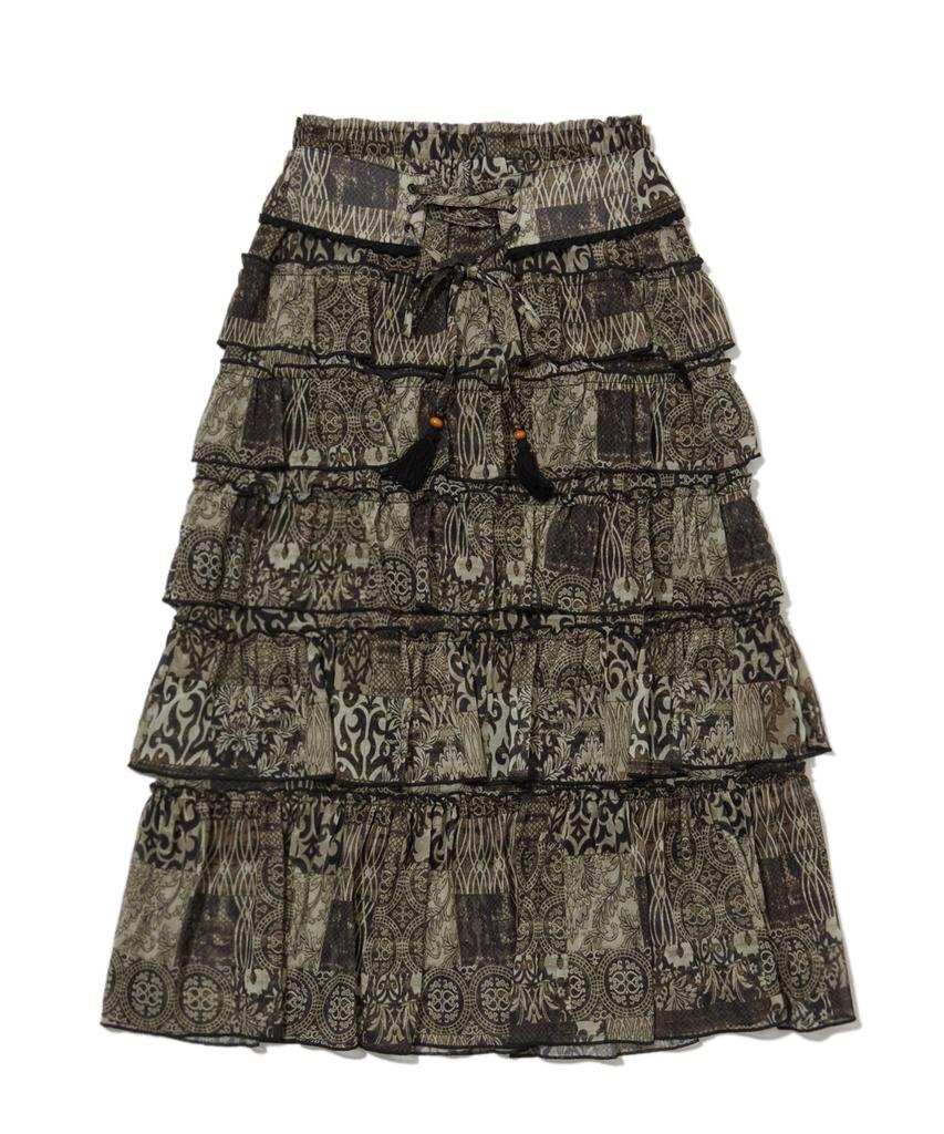 Penfield Vintage Bohemian Tiered Skirt Black_Fs1Ws12F