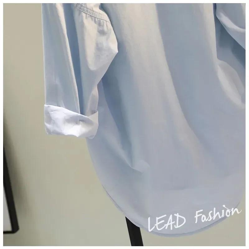 2025 Korean Fashion White Women's Shirt New Spring Long Sleeve Blouses Simple Shirts Buttons Office Lady Tops 12616