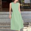 Женское повседневное летнее платье без рукавов с круглым вырезом