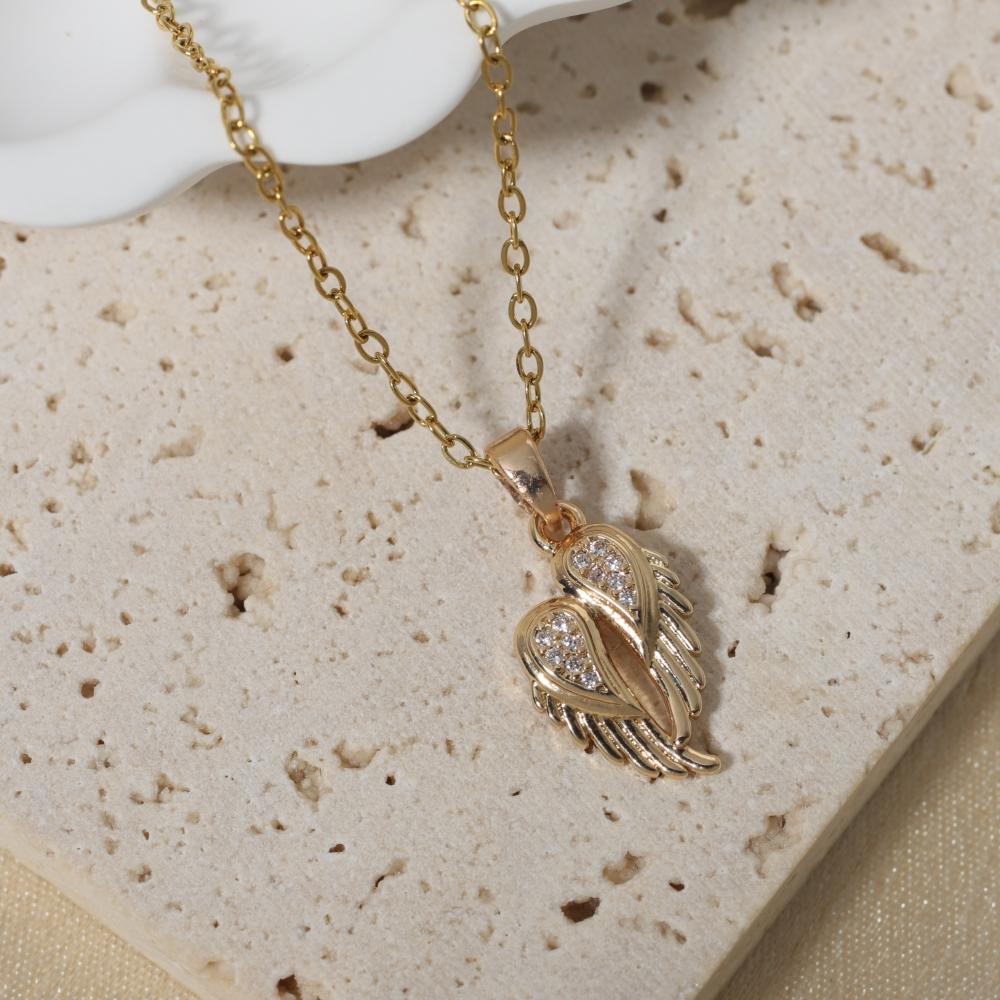 Простые подвески в виде ракушек/крыльев для женщин, ожерелье с цирконами, свадебные украшения, аксессуары