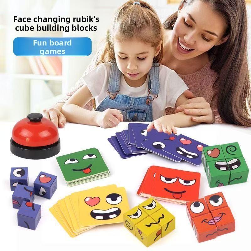 Classic Childrens Rubiks Cube Interactive Puzzle Toy With Expressive Face Blocks For Parentchild Play