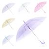 Transparent Color Umbrella for Women Long Handle J Hook Automation Beach Parasol Sun Rain Umbrellas