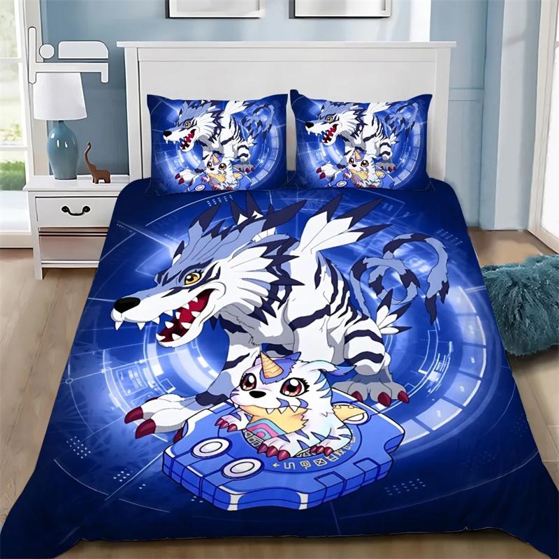 Мультяшный постельный комплект Digimon Greymon для детей и взрослых Односпальный Двуспальный Большой Размер Наволочка Чехол Декор Комнаты Мальчика Девочки