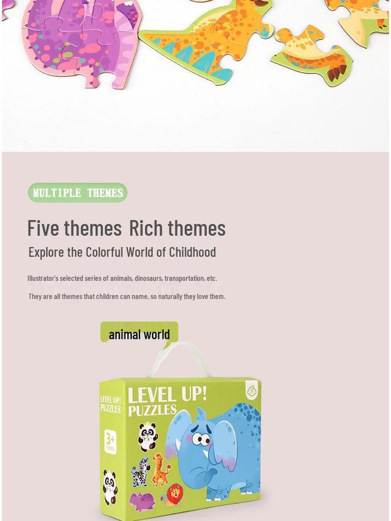 3+ Six-in-One Wooden Puzzle Box: Solid Wood Educational Toy for Girls and Boys, 60 Pieces