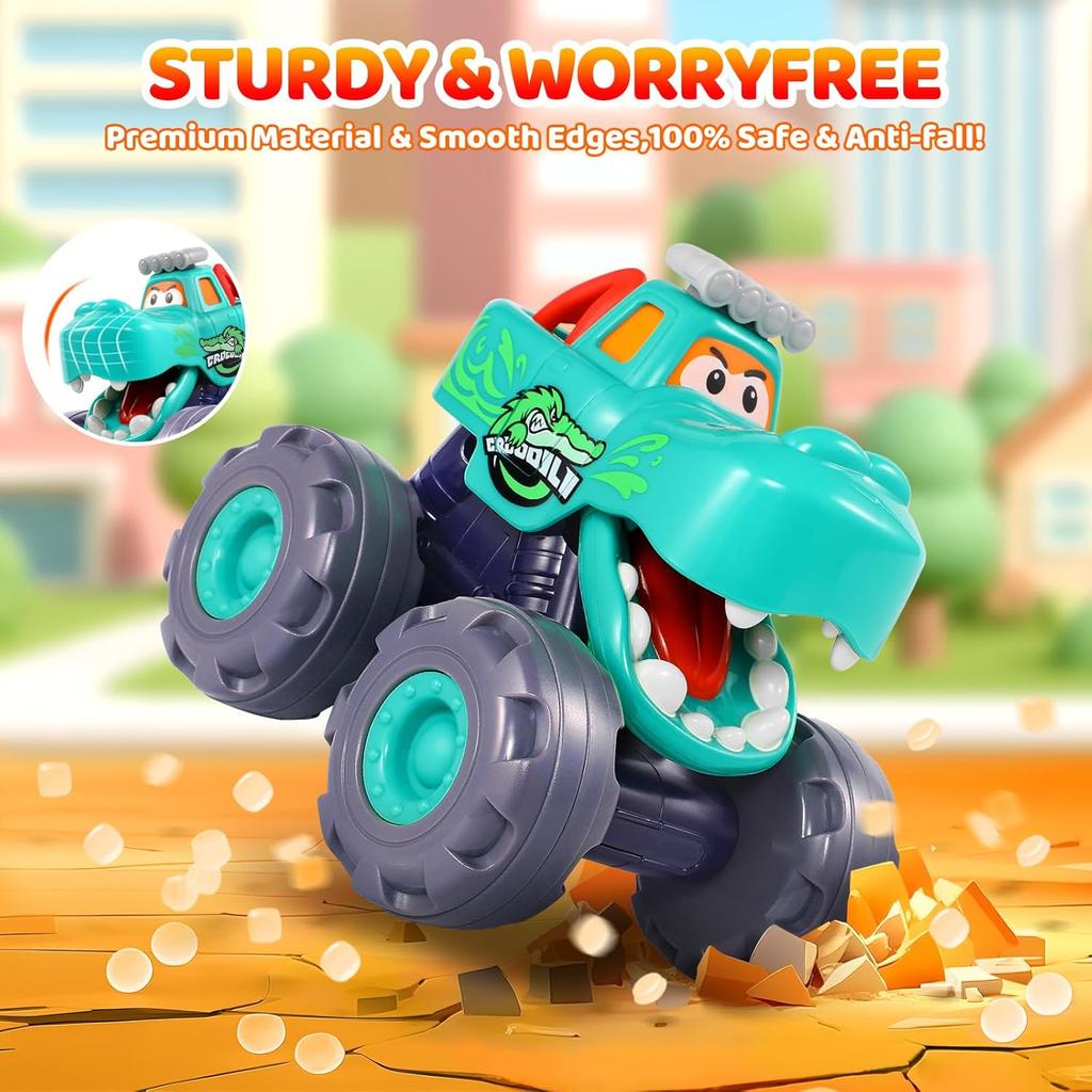 OCATO Игрушки для машины для мальчика 1 года, Подарок, Машинки-монстры на пружинном механизме для малышей 1-3, Подарок на день рождения для мальчика 1 2 3 лет, Первая техника для детей