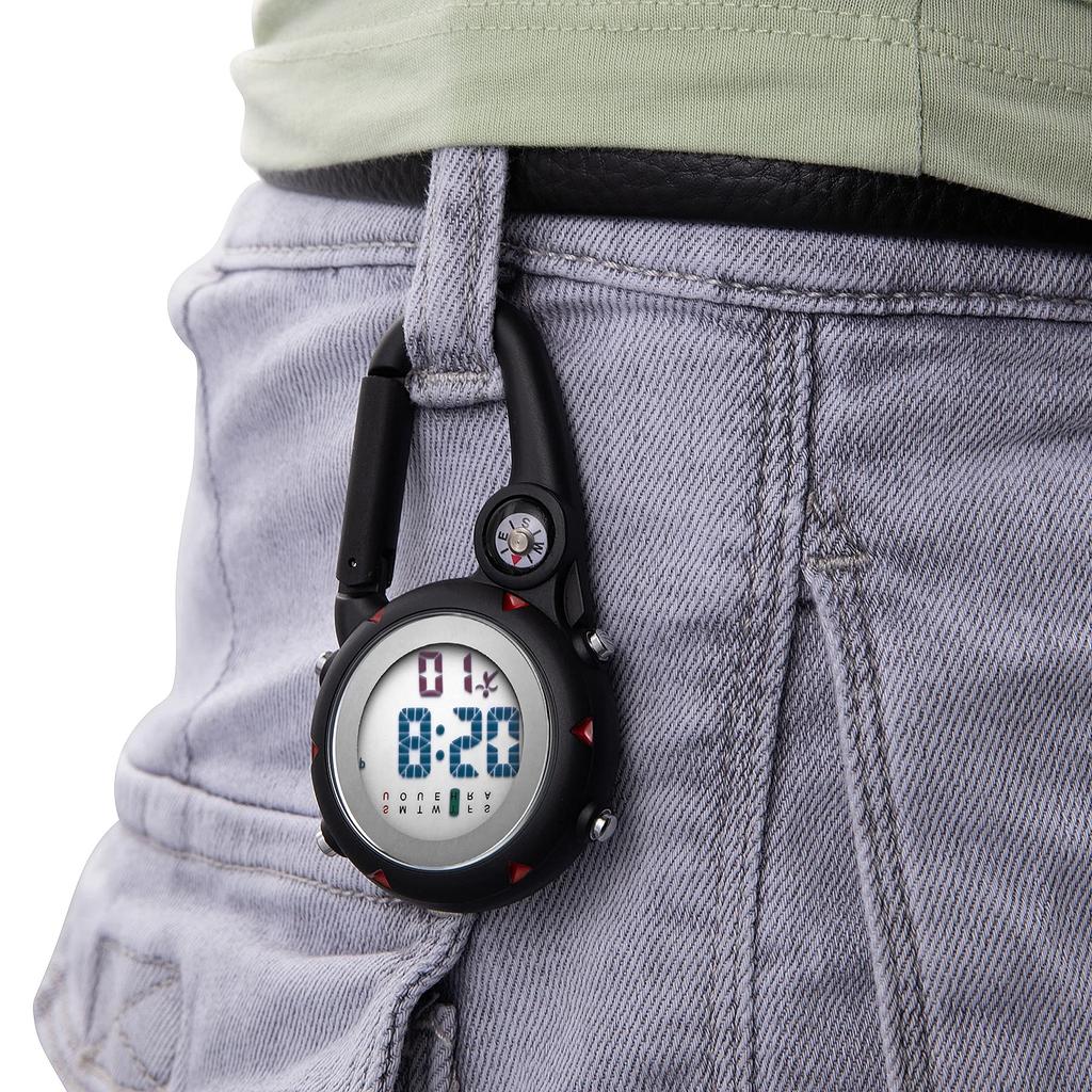 JEWELRYWE Pocket Nurse Digital Carabiner Watch Universal for Men and Simple Pocket Watch, Watch, Display, Watch, Keychain, Women, Nasucan, Bag, (Matte