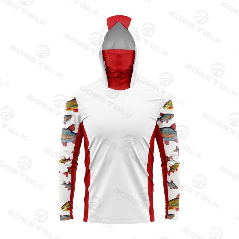 Mens Long Sleeve Fishing Shirt With Face Cover UV Protection Quick Dry Breathable Ice Silk Feel Outdoor Angling Apparel