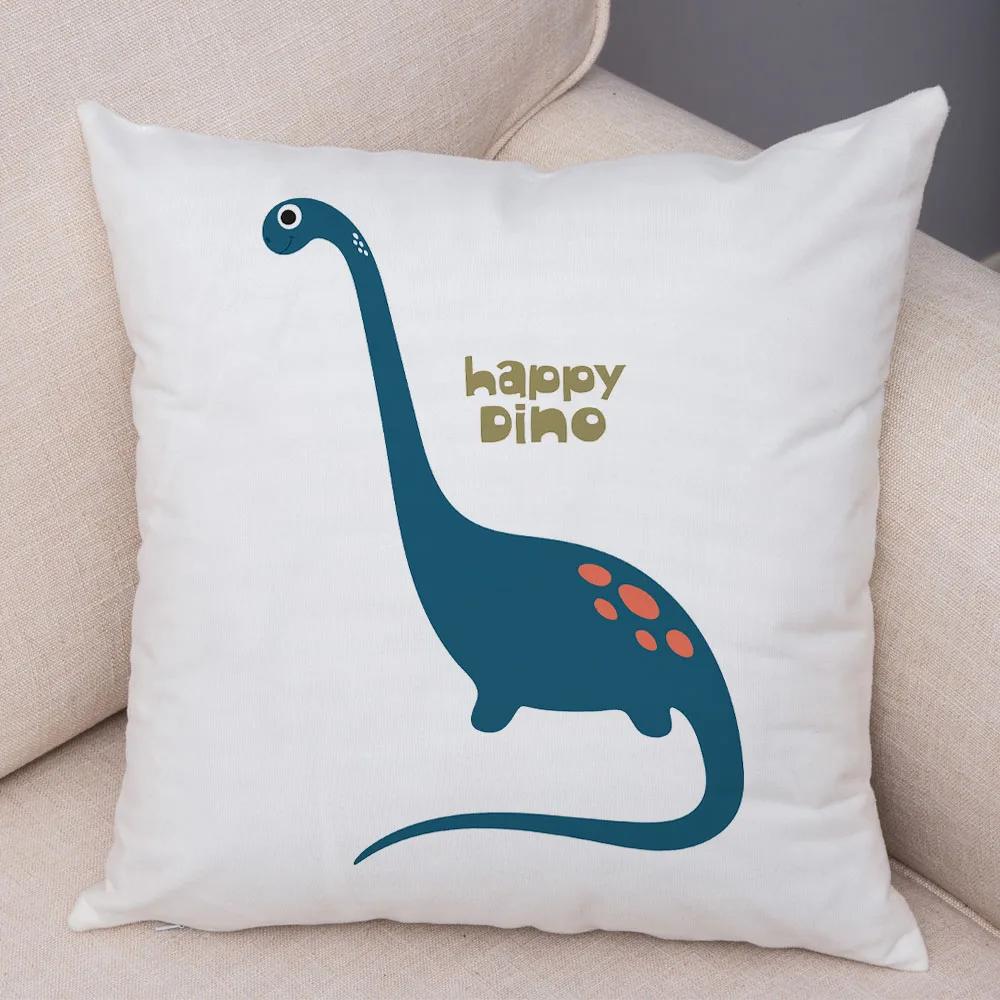 Милая наволочка на подушку с динозавром юрского периода, декоративная мультяшная наволочка с животным, для детской комнаты, дивана