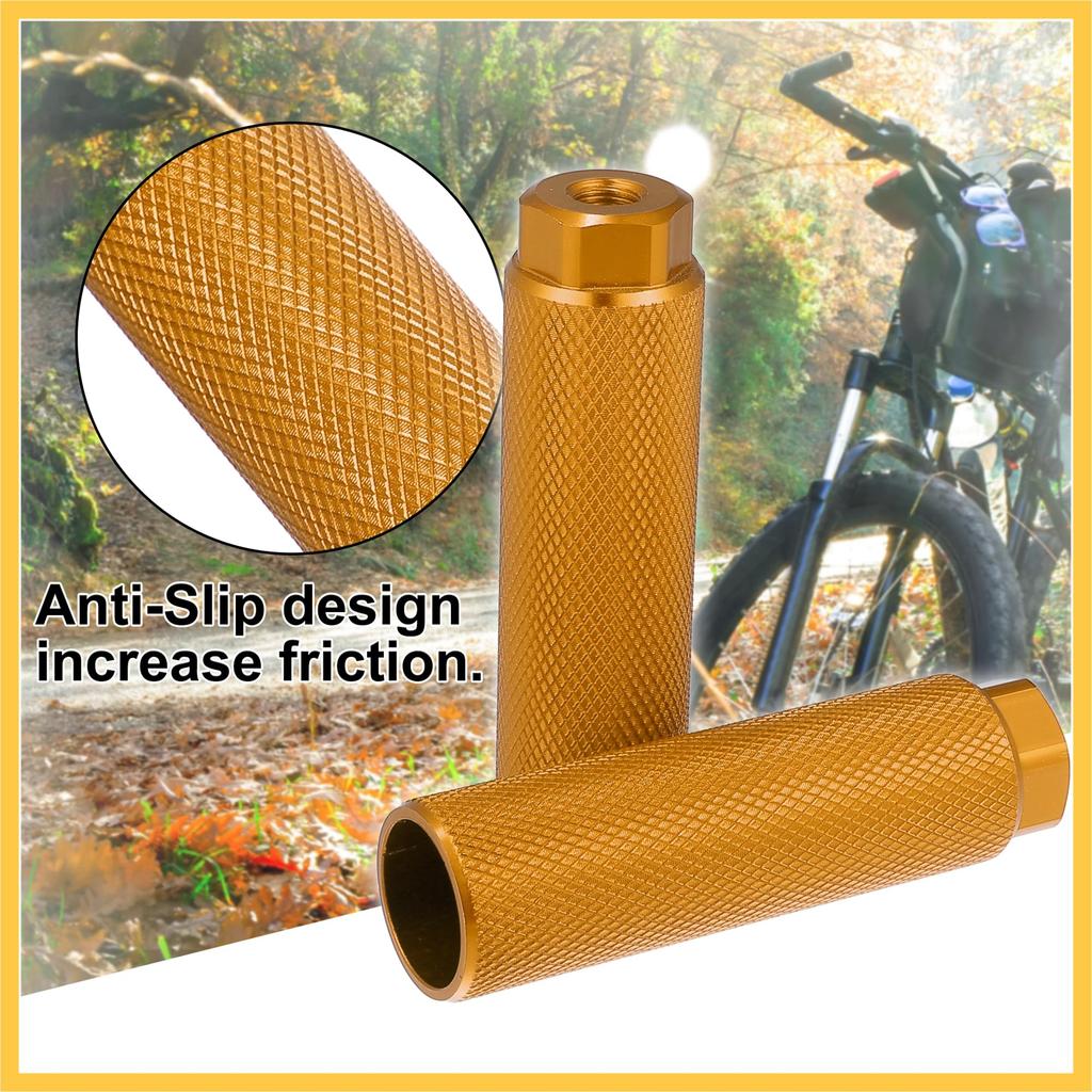 BULLSPANN 2 пары 100x28 мм Универсальная ось из алюминиевого сплава Задняя подножка Черный и Золотистый тон для и MTB Пеги, 3/8 дюйма, Велосипеды, BMX,