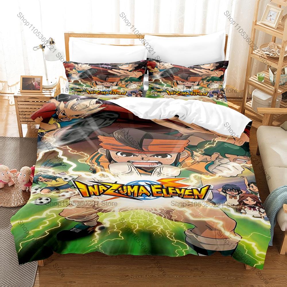 Inazuma Eleven GO Bedding Set Duvet Cover + 2 Pillowcases Sports Soccer Anime Raimon Team Spirit Beast Bedroom Decor