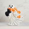 Halloween Ghost Ornament Cute Ghost Figurine Spooky Halloween Ghost Figurine Set with Black Cat Statue Resin for Mantel