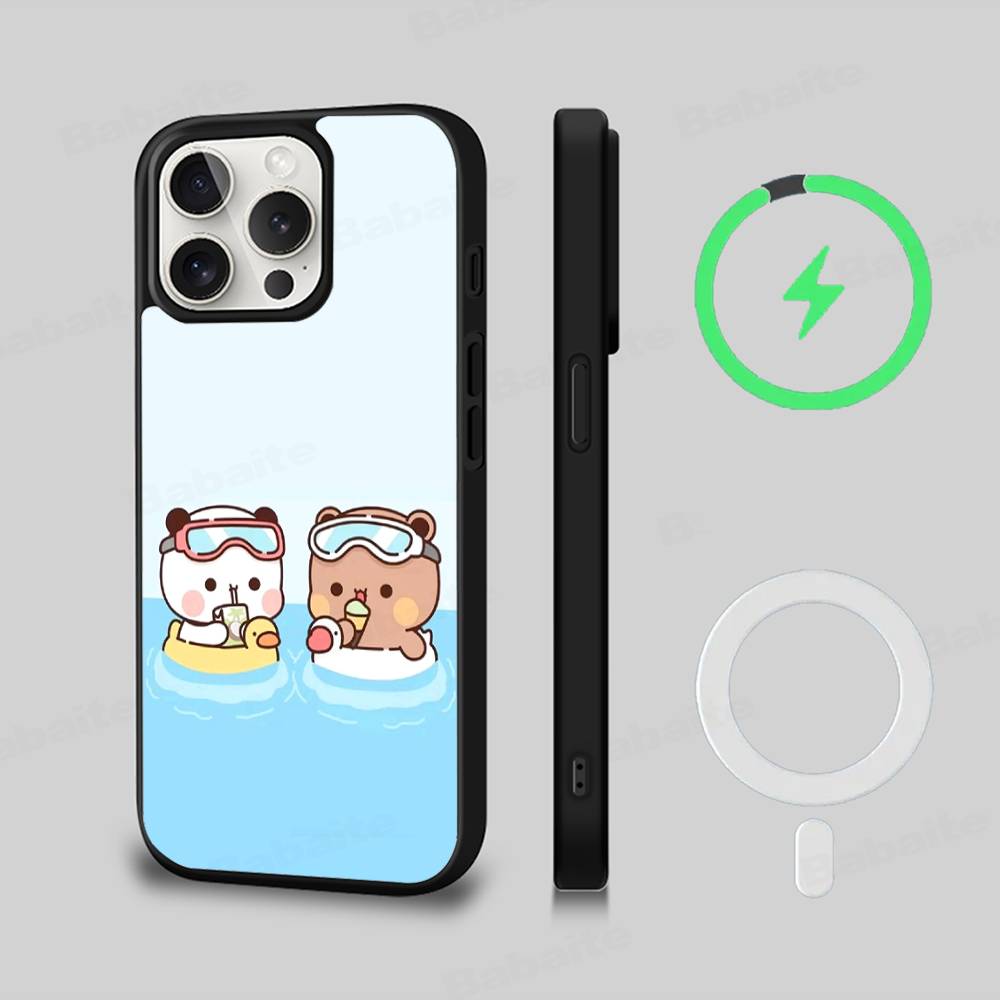 Милый Мультяшный Черный Чехол Bubu Dudu с Магнитами MagSafe для Телефона iPhone 16 15 17 Pro Max 11 12 13 14 Plus