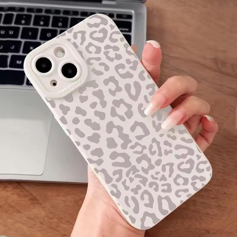 Минималистичный серый чехол для телефона с леопардовым принтом для iPhone 16 15 14 Pro Max 13 12 11 XS X XR 7 8 Plus 16, ударопрочный бампер