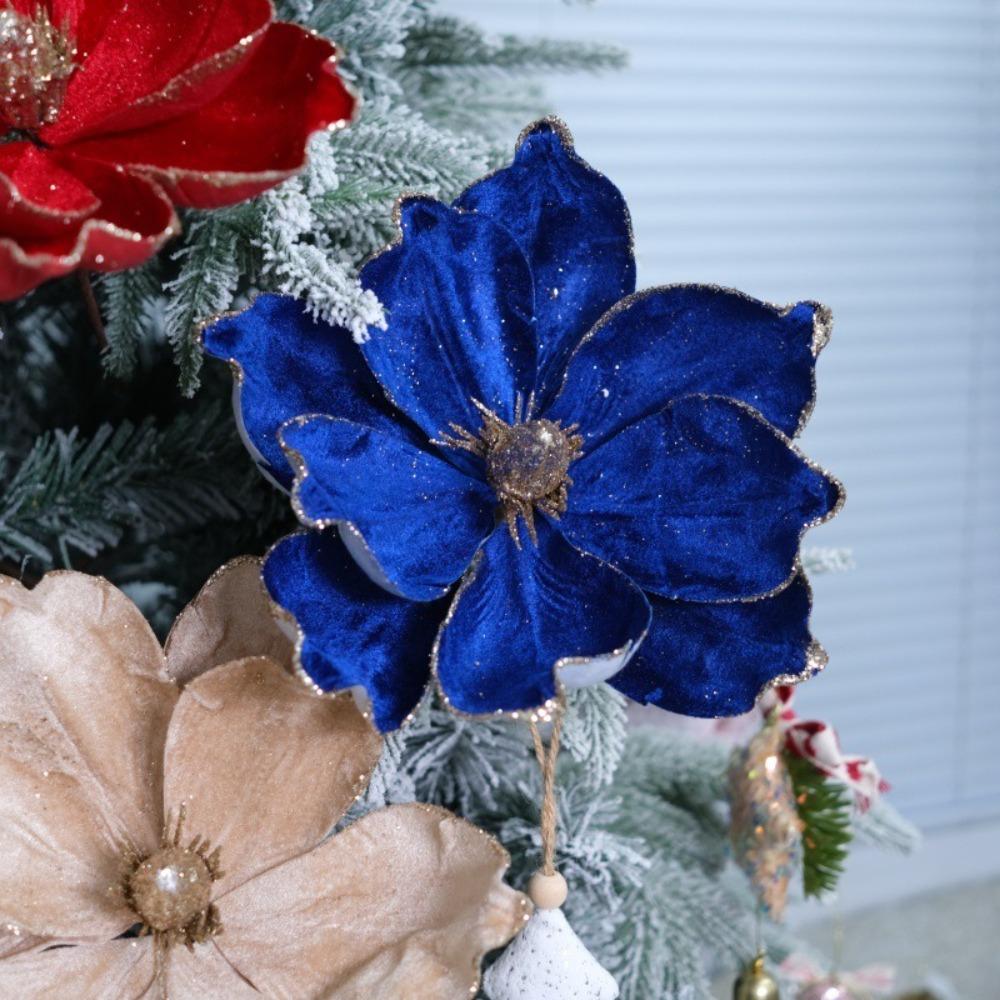 Xmas Tree Decoration 3D Simulation Magnolia 21cm Fake Flowers New Year