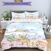 3pcs Cinnamoroll & Friend Theme Printed Quilt Set - Soft and Comfortable Quilt Cover for Bedroom, Guest Room and Dormitory Decorative Beddin