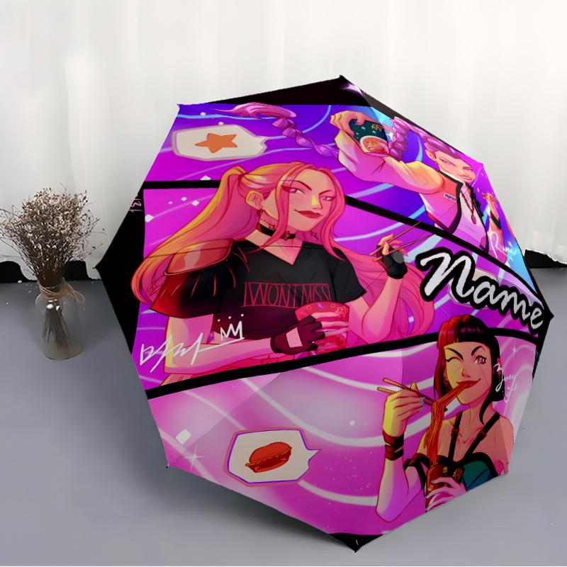Personalized Name K-KPop Demon Hunters Print Umbrella - Automatic Open/Close, Eight-Rib Durable Frame, Automatic Folding Umbrella