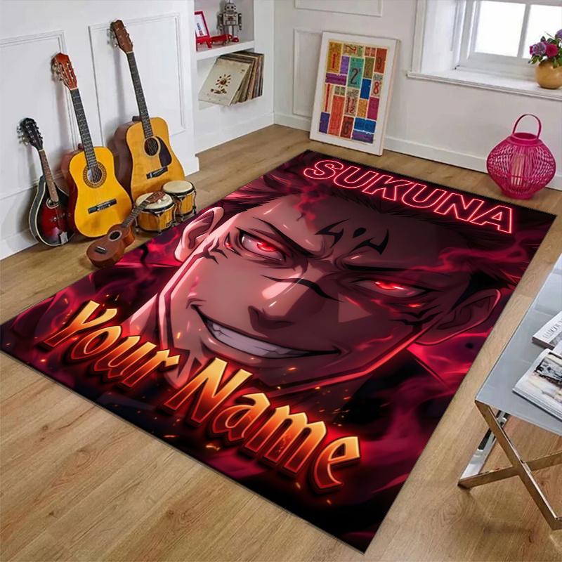 Sukuna Design Area Rug Personalized Name- Non-Slip, Soft & Cozy Floor Mat for Living Room, Office - Indoor/Outdoor Carpet