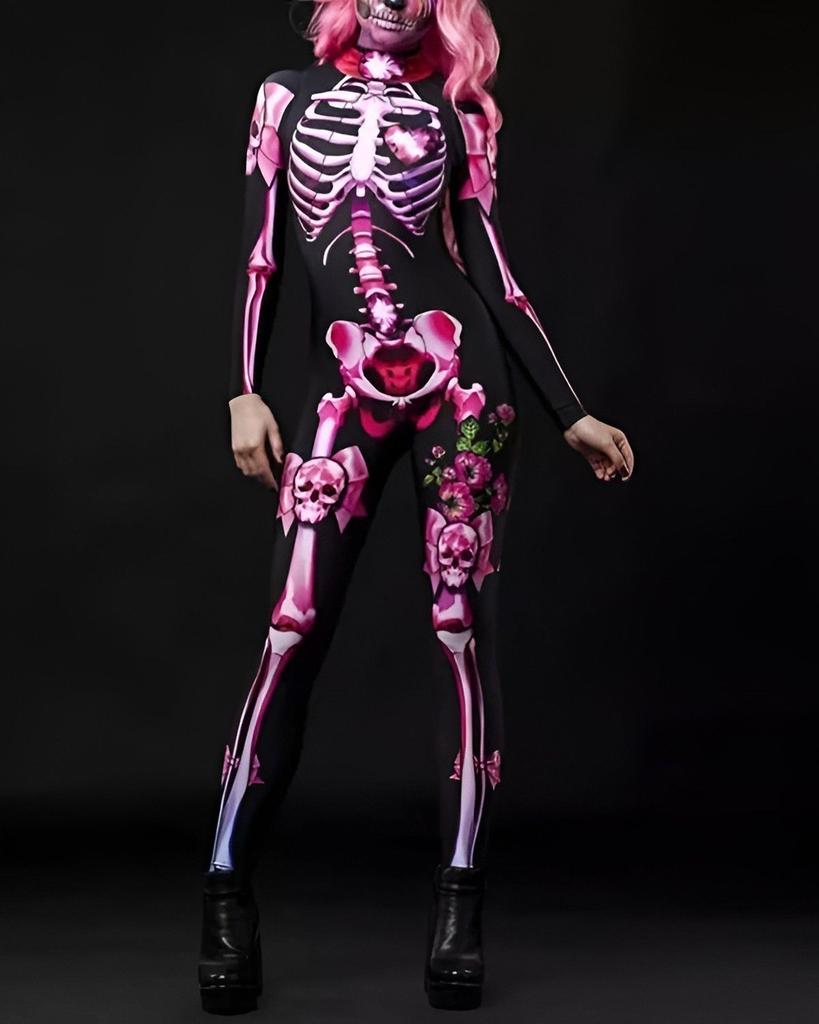 Премиальный женский комбинезон-скелет для клубных вечеринок и Хэллоуина