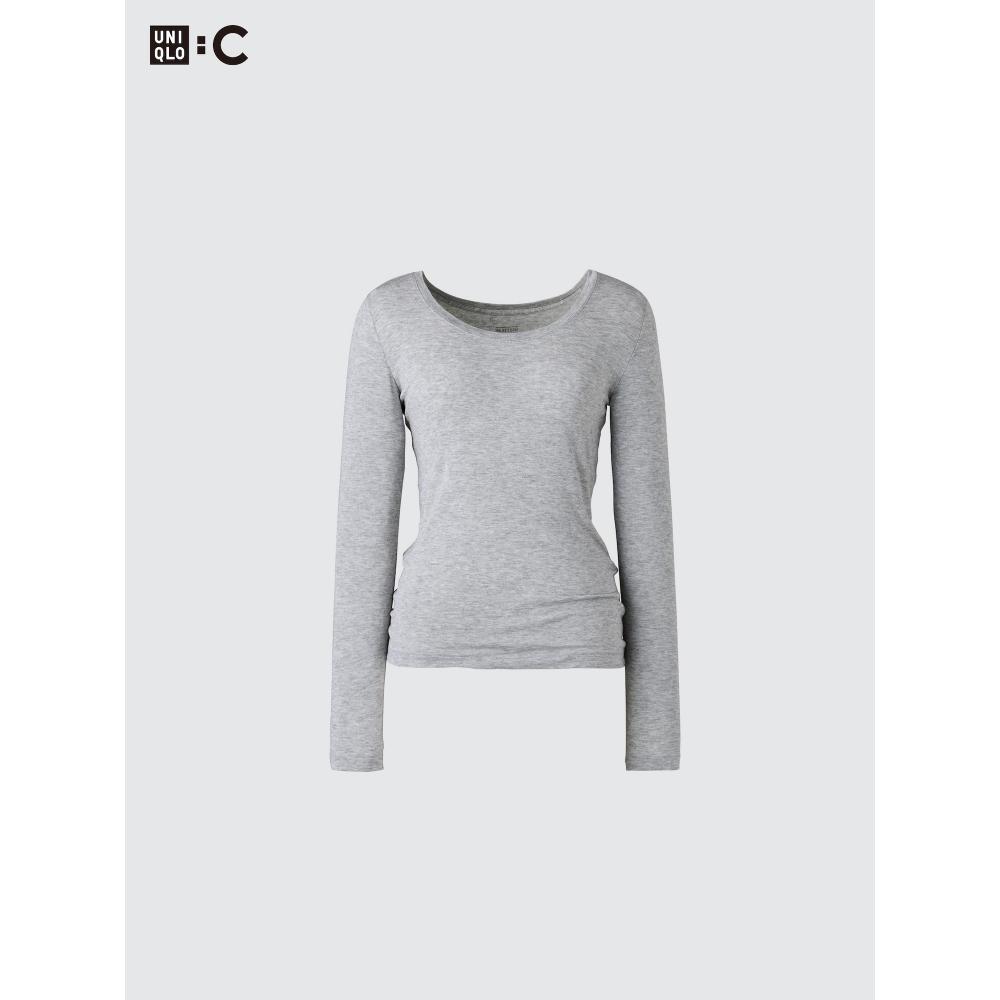 Uniqlo HeaTTech Кашемировая смесь Футболка с круглым вырезом