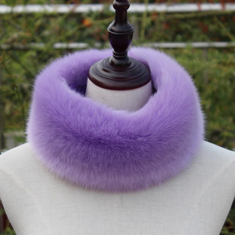 Faux Fox Fur Scarf Fur Ring Collar Thicken Fluffy Autumn Winter Neck Warmer Women Muffler Solid Color Outdoor Windproof Scarf