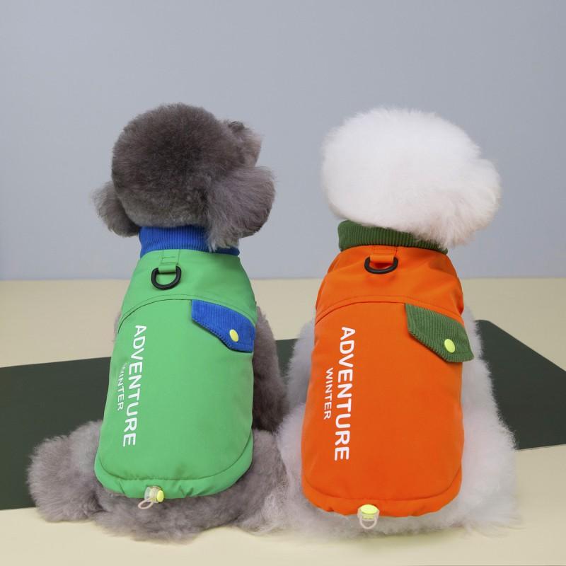 Pet Dog Sweater Winter Warm Two-Legged Coat Small Dogs Cats Bichon Teddy Size S To XXL Blue Orange Green Letter Print
