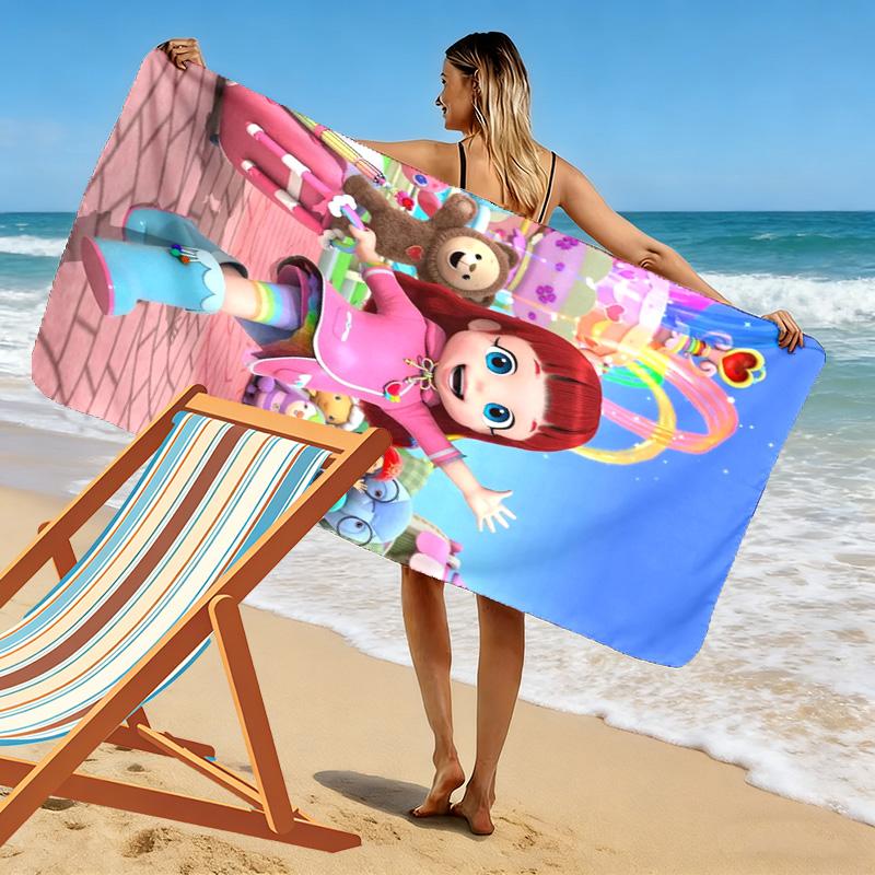 Cartoon print 2D Flat Print Beach Towel, Large Soft Quick Dry Towel for Beach Camping SwimmingXSTJ0915380