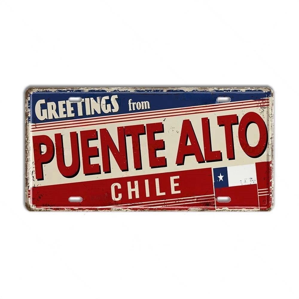 Chile Argentina Ecuador Colombia License Plate Landmark Metal Sign City State Decorative Car Plate Garage Club Bar Wall Decor