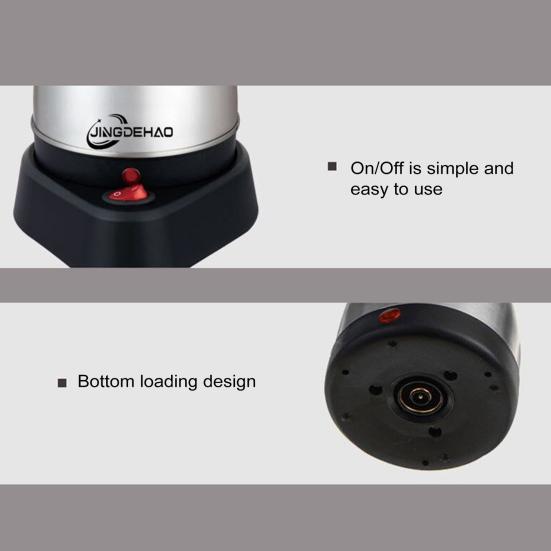 Stainless Steel Electric Coffee Pot 0.5L Large Capacity Coffee Maker Wax Melting Pot Heat-Resistant Handle Drip-Free Pour Spout Portable Coffee Brewer