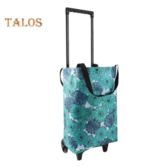 Grocery Cart with Wheels Collapsible Rolling Shopping Cart 2-in-1 Folding Design Portable Bag Waterproof Stair Climbing Telescoping Trolley Tote Bag