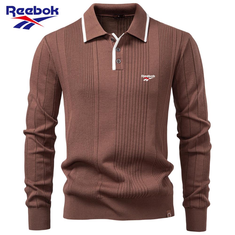 Reebok Осень-Зима 2026 Новый Жаккардовый Свитер с Вышивкой для Женщин Женский Пуловер Однотонный V-образный Вырез Вязаный Свитер Женский
