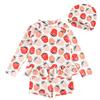 Kids Swimsuit for Long Sleeve Rash Swim Kids418 6T [Teddy] Girls, Separate, Children's Guard, Cap, 3-Piece Set, (Strawberry, (100cm), Numeric_100)