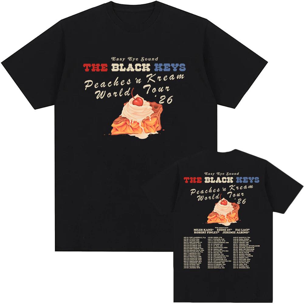 PEACHES 'N KREAM МИРОВОЙ ТУР 2026 Футболка THE BLACK KEYS Футболки Мода Группы Летние Хлопковые С Коротким Рукавом Женская Мужская Одежда