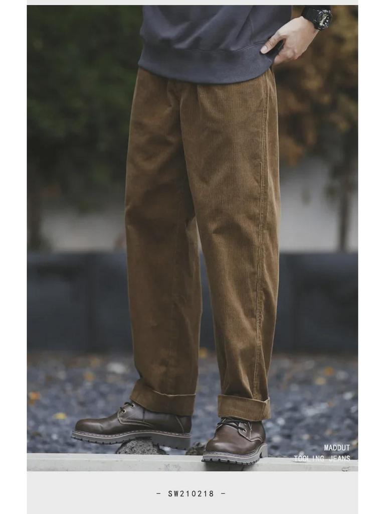 Men's Loose Straight Corduroy Wide-Leg Pants - Trendy Japanese Retro Cotton Workwear Trousers