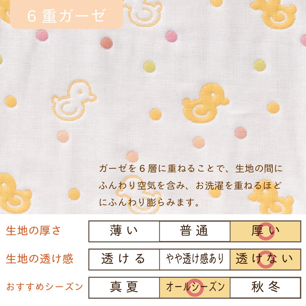 De Gauze Chick Pattern Afghan Swaddle To Baby Cotton Made In Japan H 85 X 85 Cm [Creme Coco] 6-layer [Soft/Easy Fold] 100% (Ivory)