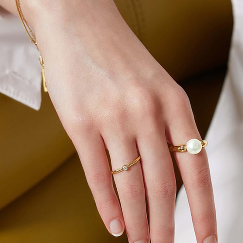 ANIA HAIE Natural Freshwater Pearl Bead 925 Silver Ring R058-07G