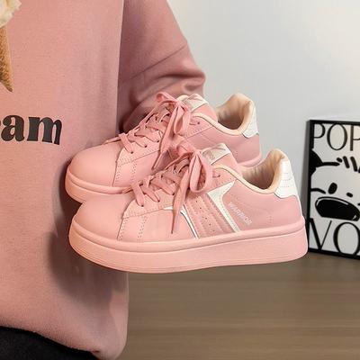 Оригинальная женская обувь 2025 толстая подошва маленькие белые туфли новая весна популярная универсальная повседневная спортивная круглая голова плоская подошва