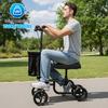 Steerable Leg Scooter Knee with Rear Wheel Brake Locking Handbrake, Crutches Alternative Adults Walker All-Terrains Canvas Bag, Adjustable for Broken