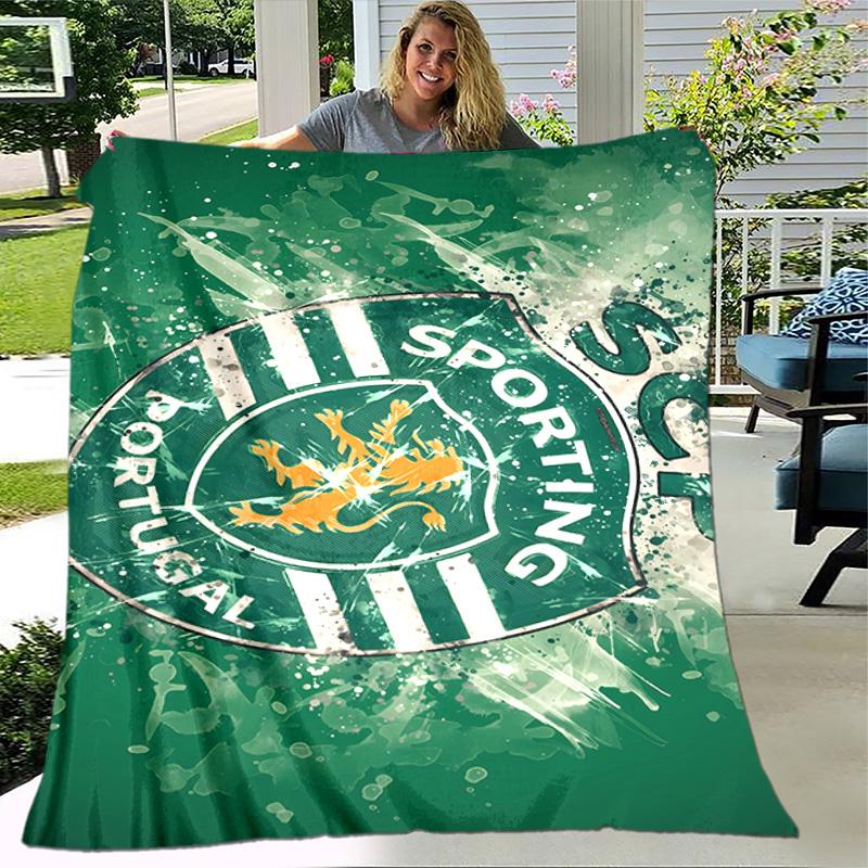 1pc Blanket - Sporting CP logo Print Design, Lightweight Blanket for Sofa, Bed- Soft &Warm, Gift for All Seasons