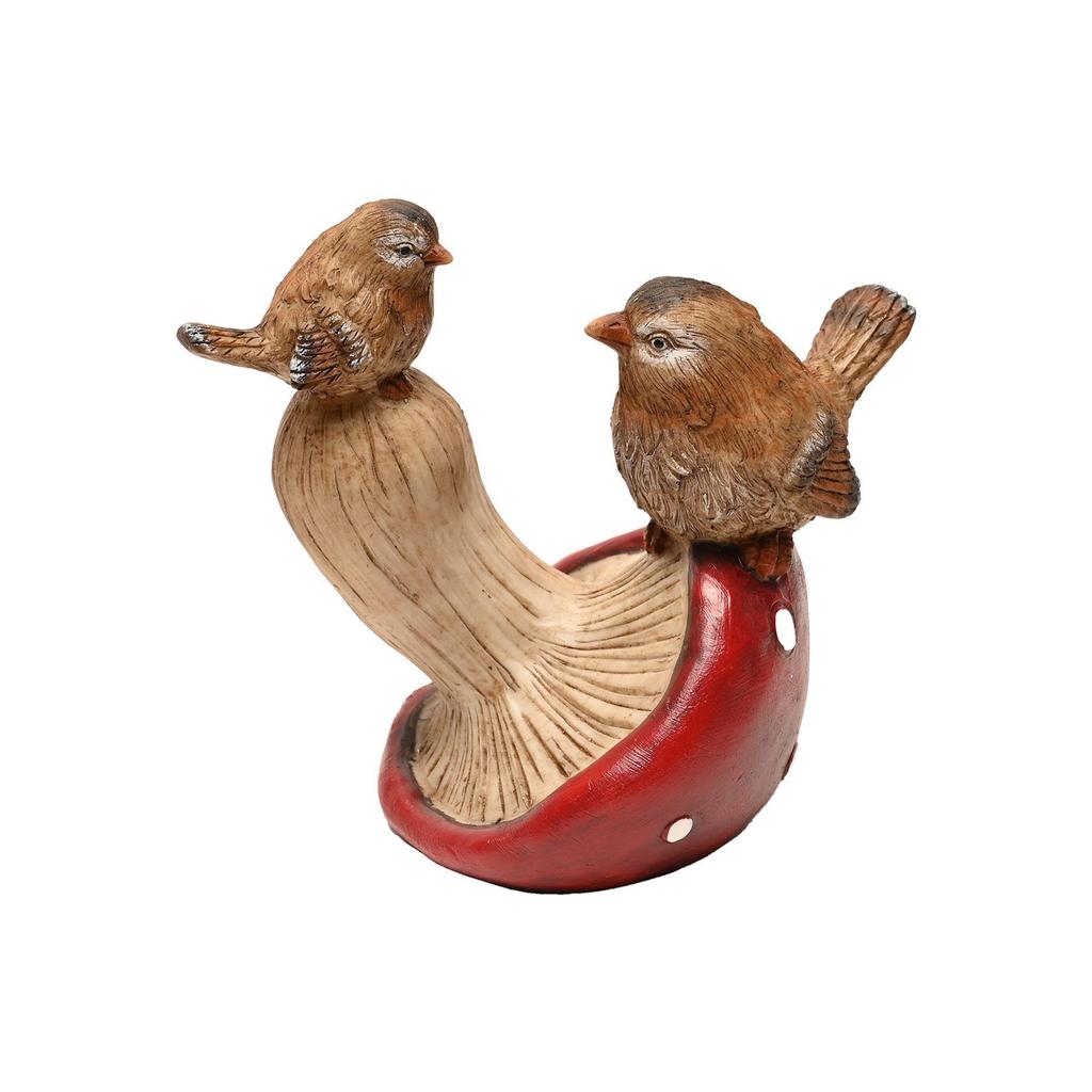 Country Living 2 Birds Standing On a Mushroom Ornament