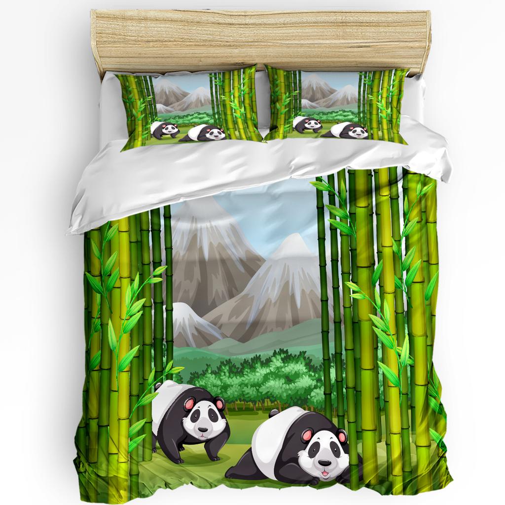 Cartoon Kawaii Panda Duvet Cover Bed Bedding Set Home Textile Quilt Cover Pillowcases Bedroom Double Bedding Set No Sheet