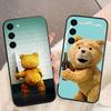 Милый Чехол-Медвежонок для Телефона Samsung Galaxy S24 S23 S22 S21 S20 FE S25 LITE PLUS ULTRA Черный Силиконовый Чехол Funda Оболочка