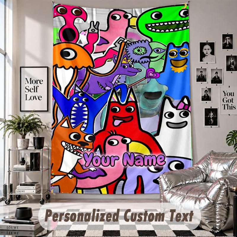Wall Hanging Tapestry With Custom Name & Text, Garten of Banban Decorative Tapestry For Bedroom