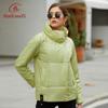 2024 New Women Jacket Fashion Diagonal Zipper Warm Coat High Collar Casual Female Solid Color Elegant Parkas 7852