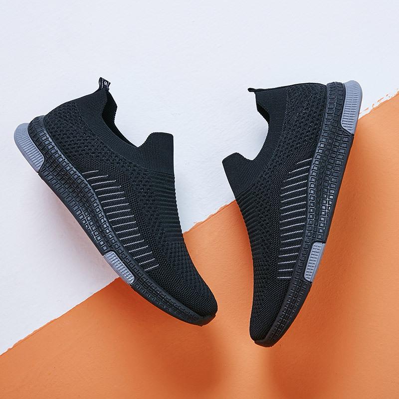 Мужская обувь, весенне-летние летающие вязаные носки, дышащая повседневная обувь без шнуровки, мужская обувь для ленивых мужчин
