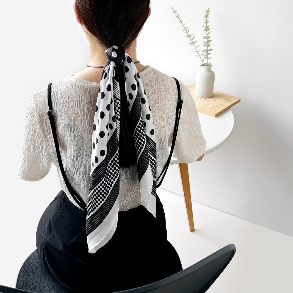 Spring And Summer Satin Long Scarf For Women Sunscreen Shawl Fashionable Beauty Scene Satin Long Scarf Versatile Travel Scarf