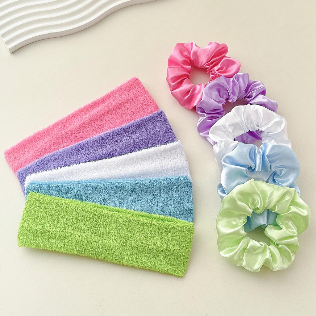 Cross-Border Simple Towel Material Exercise Hair Band Large Intestine Hair Ring Combination High Elasticity Running Headband