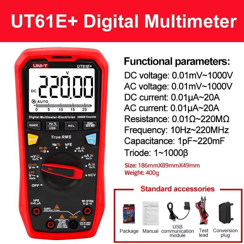UNI-T UT61E+ UT61D+ UT61B+ UT33A UT33B UT33C UT33D Plus Professional Digital Multimeters True RMS Automotive Multimetro
