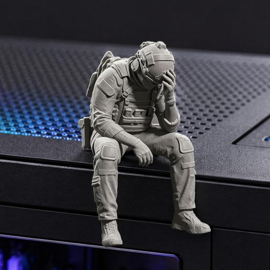 3D-печатная фигурка солдата jijijing, Сидящая тактическая статуэтка, Забавная уставшая скульптура для декора стола, полки, края